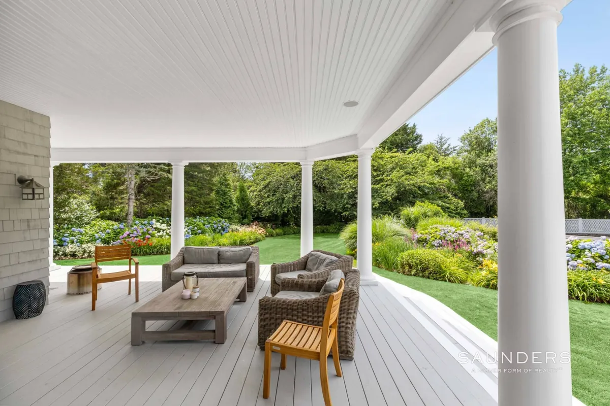 The wraparound covered porch